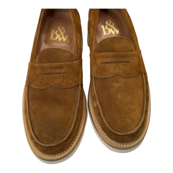 B&W Men’s Suede Penny Loafers Vibram Morflex Sole Size 11 Cognac Brown - Picture 10 of 14